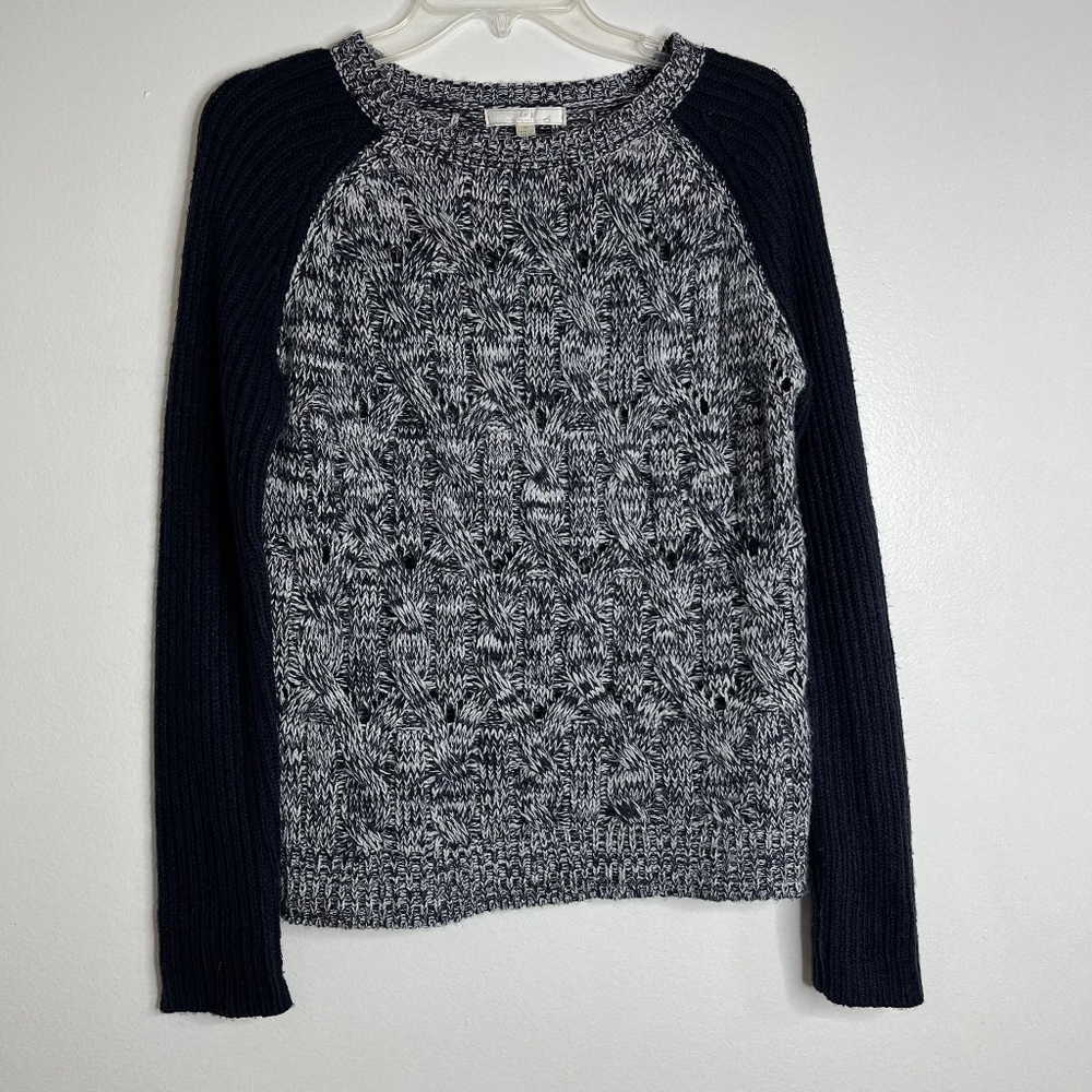Romeo & Juliet R + J Long Sleeve Black Gray Women's Knit Crew Neck Sweater Sz M